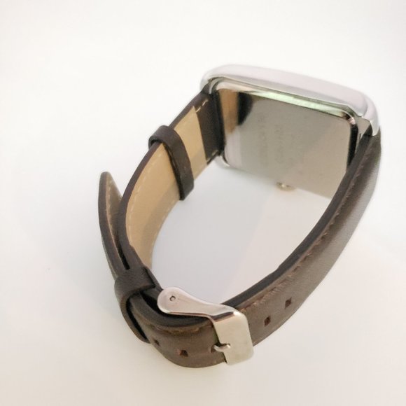 Liz Claiborne Watch Large Dark Brown Wristwatch CLM1102 Rectangular Face Analog - Picture 4 of 7